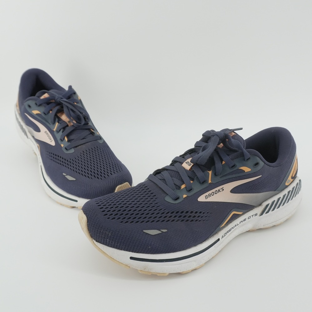 Brooks Adrenaline GTS 23 Mens 11.5 Navy Peach Running Shoes 1203811B482
